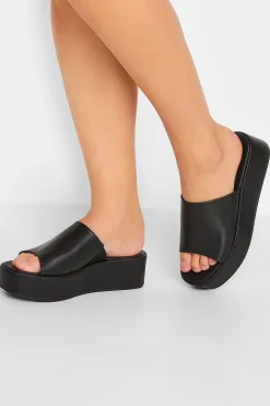 Limited Collection Limited Collection Black Platform Mule Sandals In E Wide Fit & Eee Extra Wide Fit