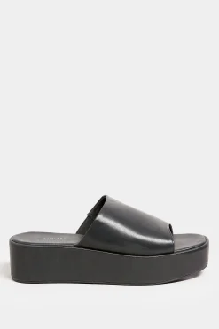 Limited Collection Limited Collection Black Platform Mule Sandals In E Wide Fit & Eee Extra Wide Fit