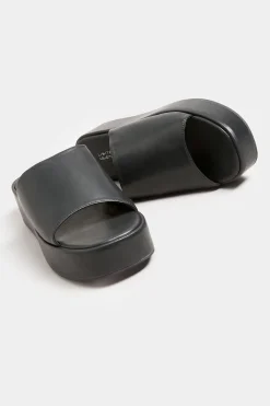 Limited Collection Limited Collection Black Platform Mule Sandals In E Wide Fit & Eee Extra Wide Fit
