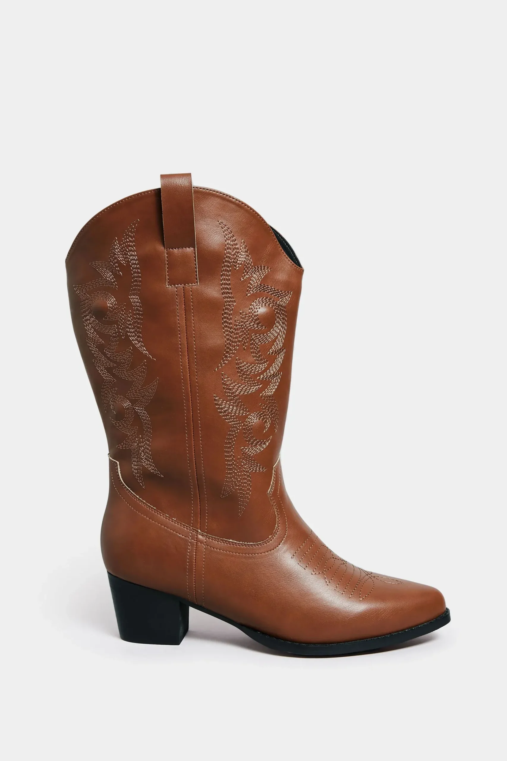 Limited Collection Limited Collection Tan Brown Cowboy Boots In Extra Wide Eee Fit