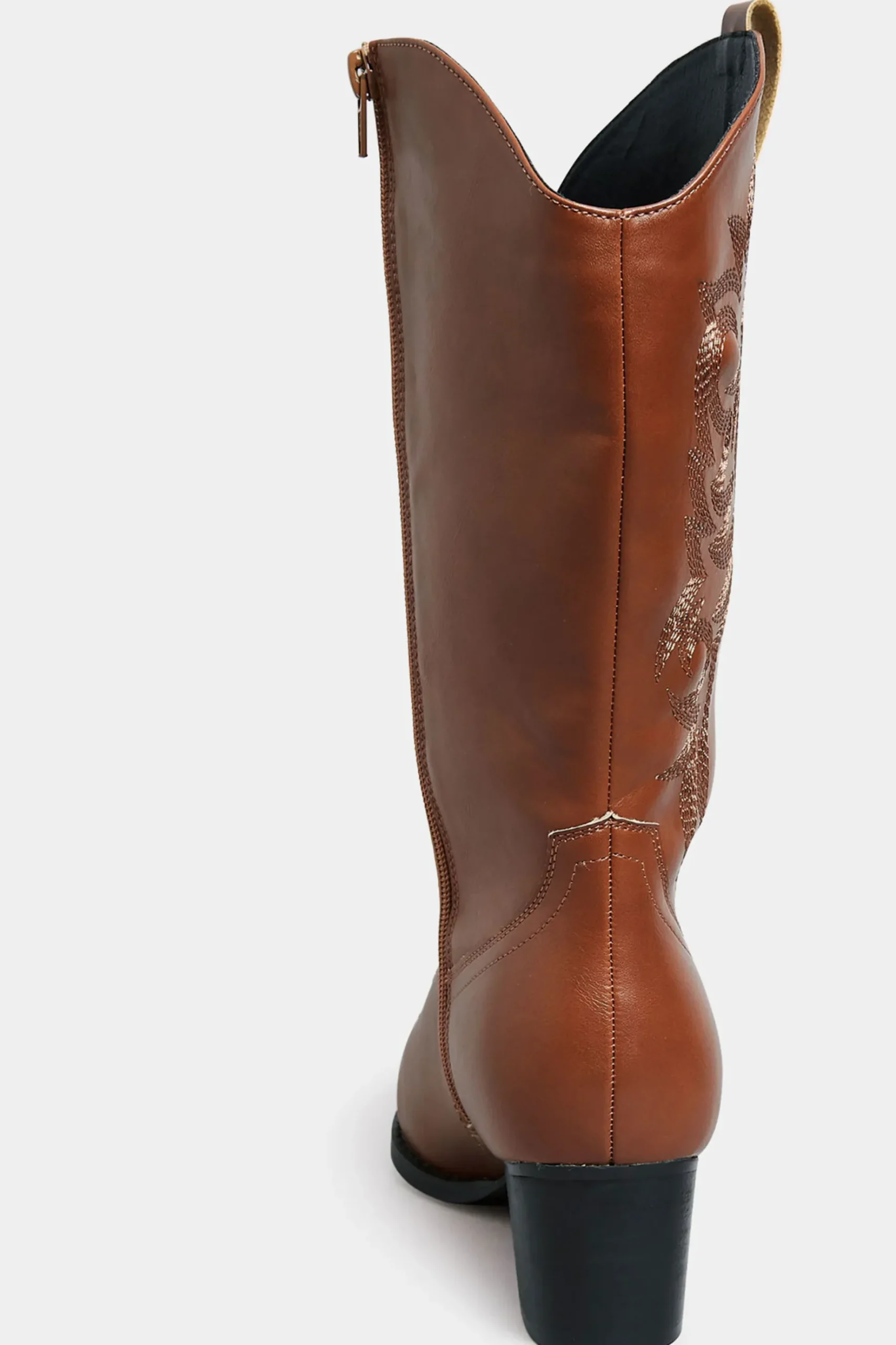 Limited Collection Limited Collection Tan Brown Cowboy Boots In Extra Wide Eee Fit