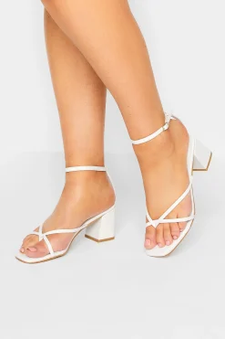 Limited Collection Limited Collection White Mid Toe Post Heeled Sandals In Extra Wide Eee Fit