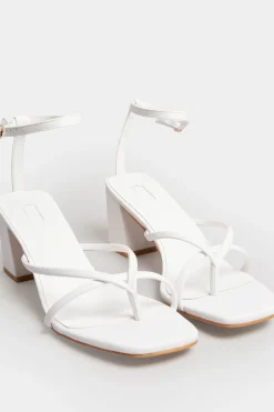 Limited Collection Limited Collection White Mid Toe Post Heeled Sandals In Extra Wide Eee Fit
