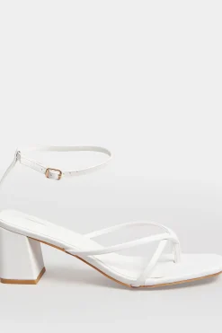Limited Collection Limited Collection White Mid Toe Post Heeled Sandals In Extra Wide Eee Fit
