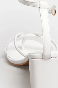 Limited Collection Limited Collection White Mid Toe Post Heeled Sandals In Extra Wide Eee Fit