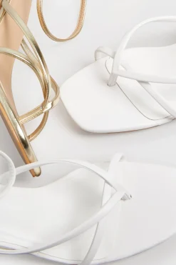 Limited Collection Limited Collection White Mid Toe Post Heeled Sandals In Extra Wide Eee Fit