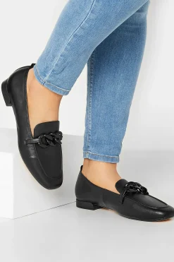 Limited Collection Limited Collection Black Chain Loafers In Wide E Fit