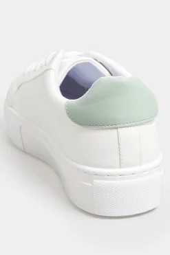 Limited Collection Limited Collection White & Mint Green Stripe Trainers In Wide Eee Fit