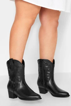 Limited Collection Limited Collection Black Cowboy Ankle Boots In Extra Wide Eee Fit