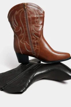 Limited Collection Limited Collection Black Cowboy Ankle Boots In Extra Wide Eee Fit