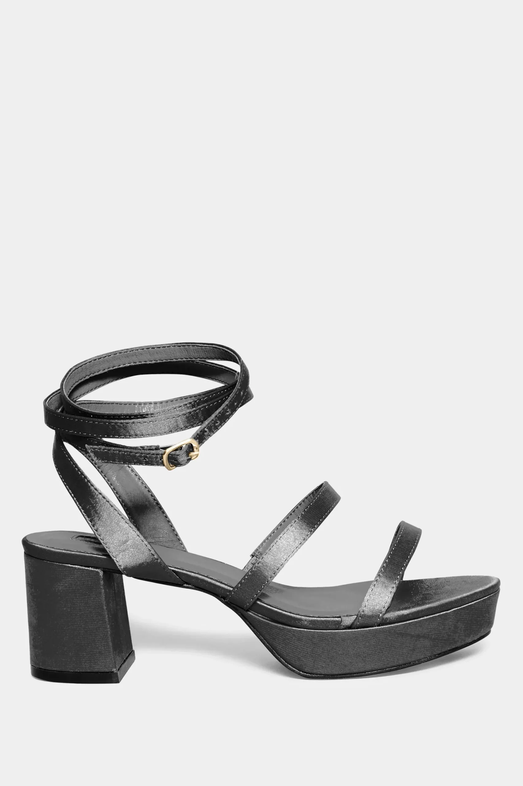 Limited Collection Limited Collection Black Satin Strappy Platform Heels In Wide E Fit & Extra Wide Eee Fit