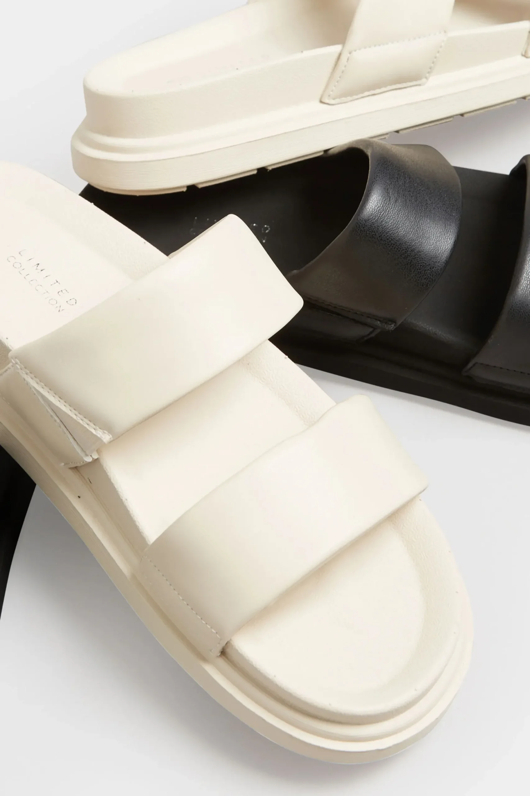 Limited Collection Limited Collection White Two Strap Sandals In Extra Wide Eee Fit