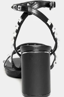 Limited Collection Limited Collection Black Strappy Studded Sandals In E Wide Fit & Eee Extra Wide Fit