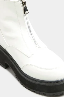 Limited Collection Limited Collection White Croc Leather Look Zip Chunky Boots In Wide E Fit