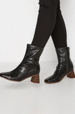 Limited Collection Limited Collection Black Square Toe Block Heel Boots In Extra Wide Eee Fit