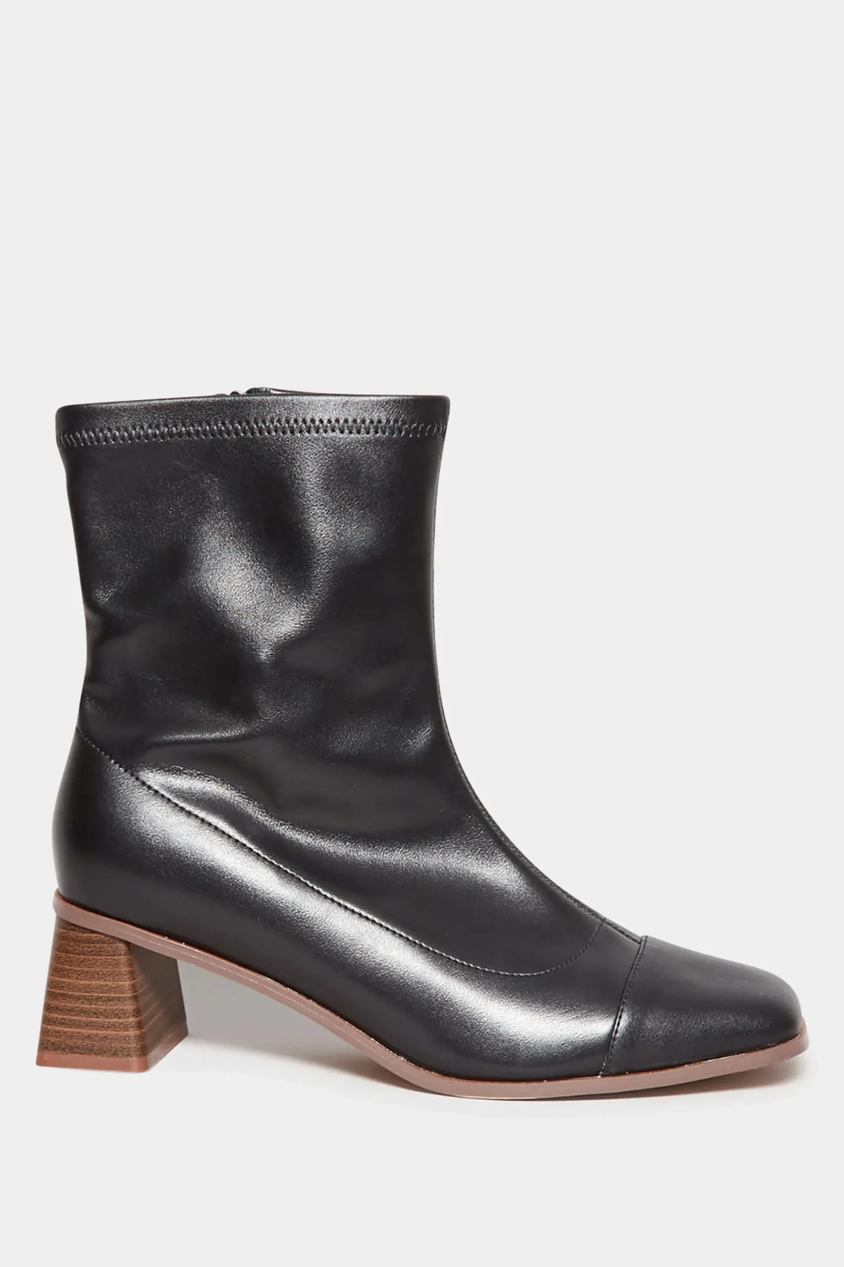 Limited Collection Limited Collection Black Square Toe Block Heel Boots In Extra Wide Eee Fit