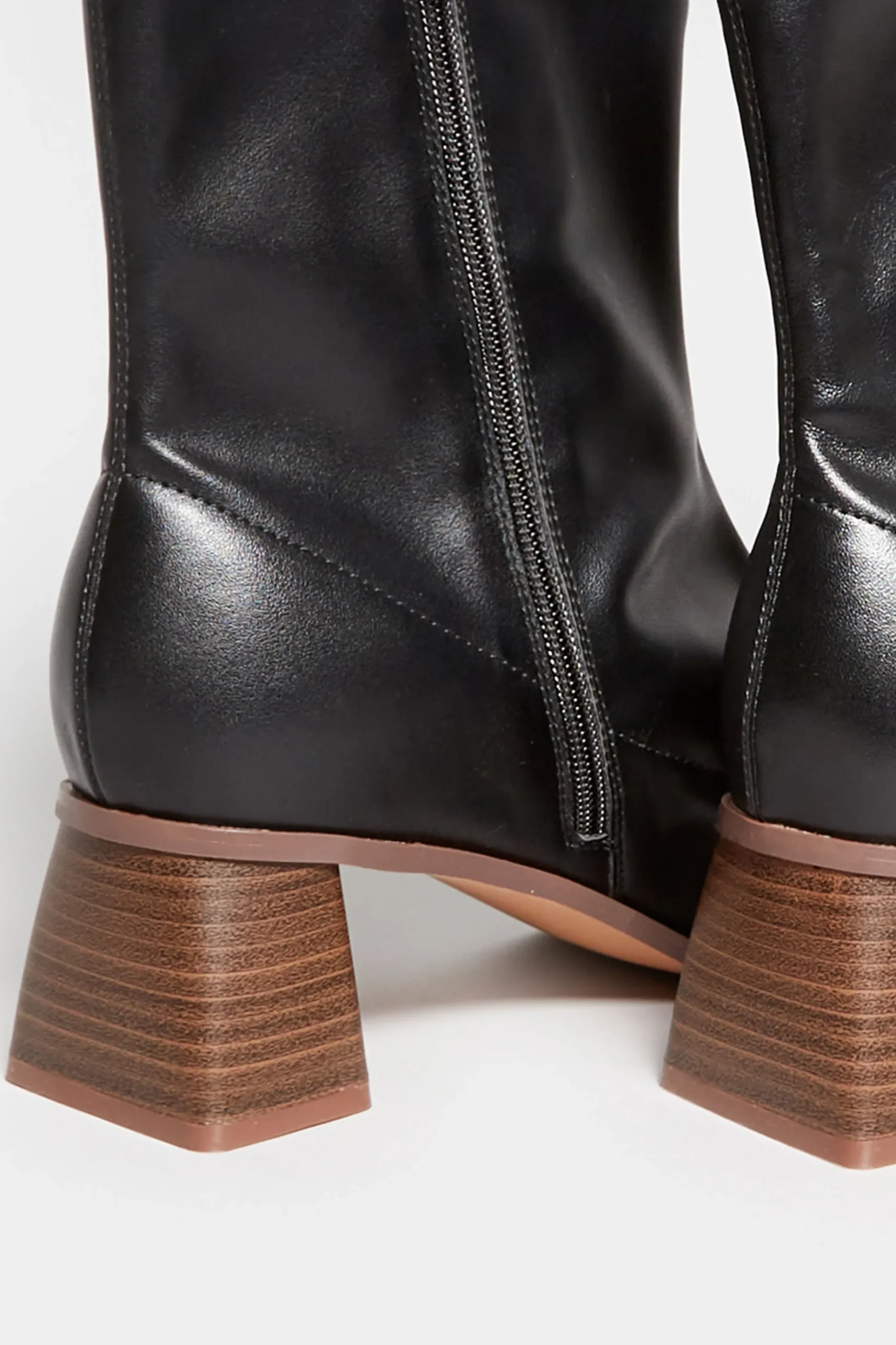 Limited Collection Limited Collection Black Square Toe Block Heel Boots In Extra Wide Eee Fit