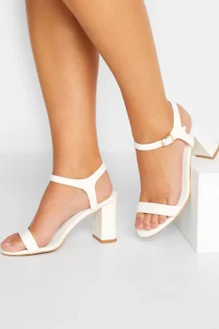 Limited Collection Limited Collection White Block Heel Sandal In Wide E Fit & Extra Wide Fit