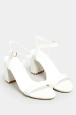 Limited Collection Limited Collection White Block Heel Sandal In Wide E Fit & Extra Wide Fit
