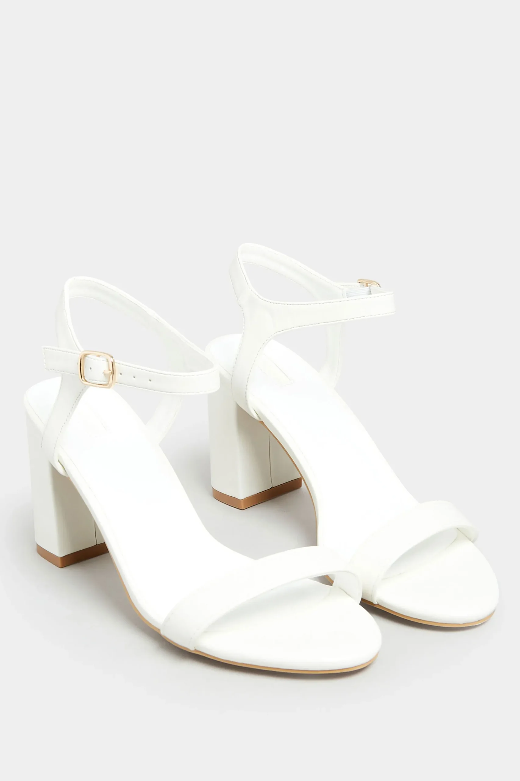 Limited Collection Limited Collection White Block Heel Sandal In Wide E Fit & Extra Wide Fit