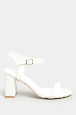 Limited Collection Limited Collection White Block Heel Sandal In Wide E Fit & Extra Wide Fit