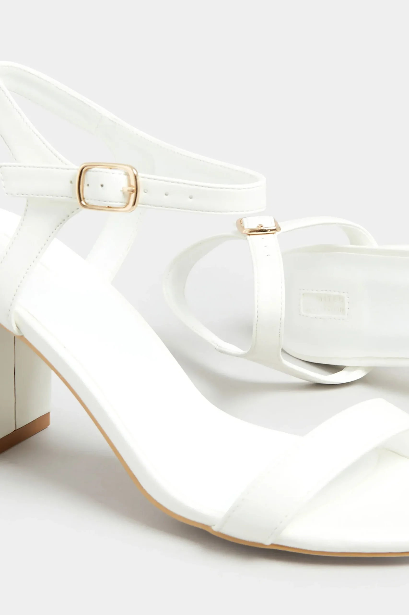 Limited Collection Limited Collection White Block Heel Sandal In Wide E Fit & Extra Wide Fit