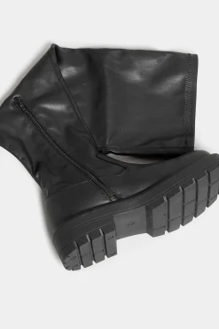 Limited Collection Limited Collection Black Over The Knee Chunky Boots In Wide E Fit & Extra Wide Eee Fit