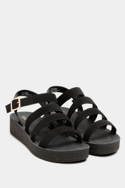 Limited Collection Limited Collection Black Multi Strap Sporty Platform Sandals In Extra Wide Eee Fit
