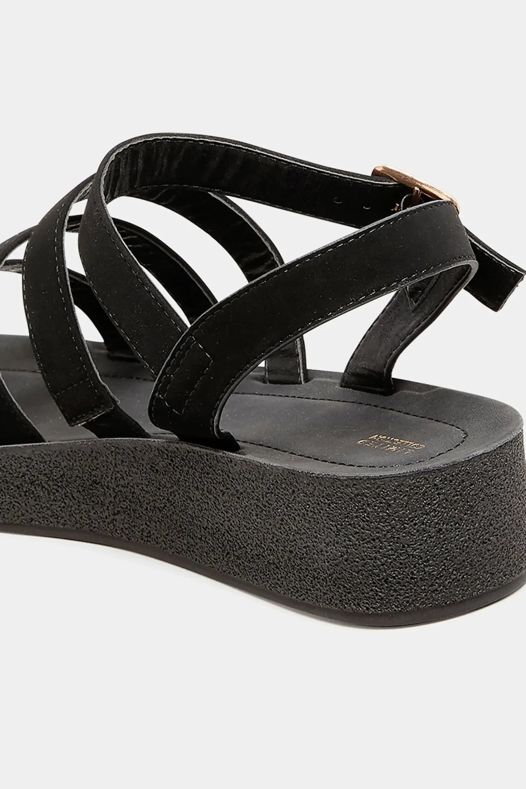 Limited Collection Limited Collection Black Multi Strap Sporty Platform Sandals In Extra Wide Eee Fit