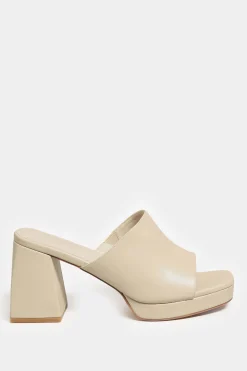 Limited Collection Limited Collection Cream Platform Block Mule Sandal Heels In Wide E Fit & Extra Wide Eee Fit