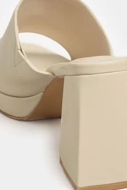 Limited Collection Limited Collection Cream Platform Block Mule Sandal Heels In Wide E Fit & Extra Wide Eee Fit