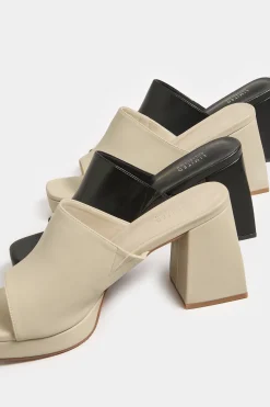 Limited Collection Limited Collection Cream Platform Block Mule Sandal Heels In Wide E Fit & Extra Wide Eee Fit