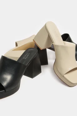 Limited Collection Limited Collection Cream Platform Block Mule Sandal Heels In Wide E Fit & Extra Wide Eee Fit