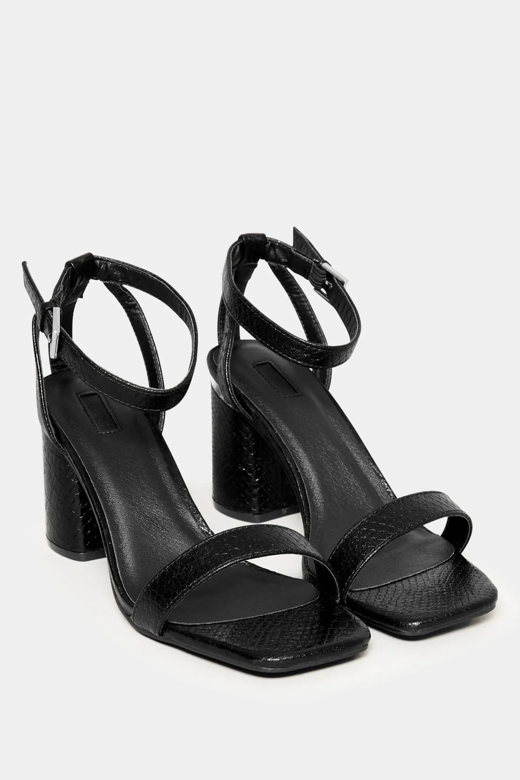 Limited Collection Limited Collection Black Snake Print 2 Part Block Heel Sandals In Wide E Fit & Extra Wide Eee Fit