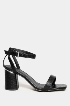 Limited Collection Limited Collection Black Snake Print 2 Part Block Heel Sandals In Wide E Fit & Extra Wide Eee Fit