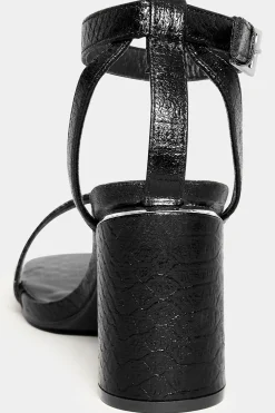 Limited Collection Limited Collection Black Snake Print 2 Part Block Heel Sandals In Wide E Fit & Extra Wide Eee Fit