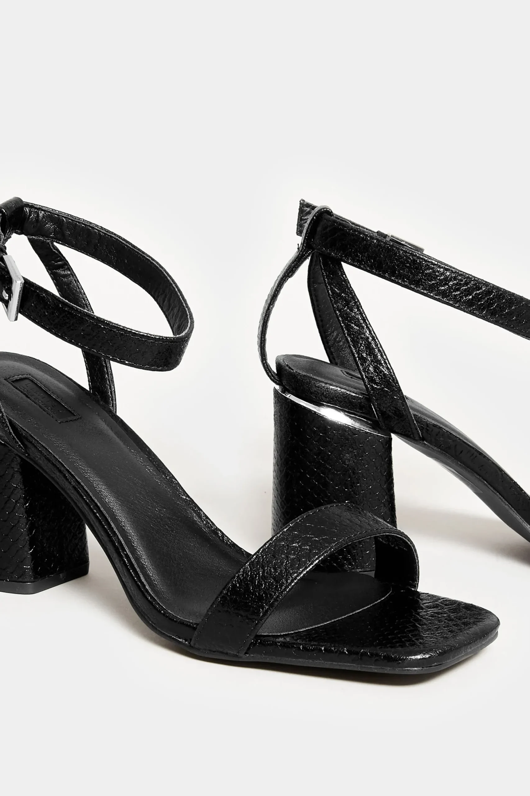Limited Collection Limited Collection Black Snake Print 2 Part Block Heel Sandals In Wide E Fit & Extra Wide Eee Fit