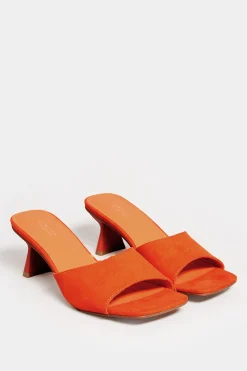Limited Collection Limited Collection Orange Kitten Heel Mule In Wide E Fit & Extra Wide Eee Fit