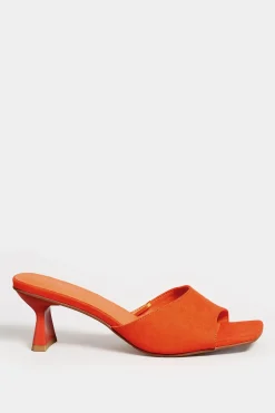Limited Collection Limited Collection Orange Kitten Heel Mule In Wide E Fit & Extra Wide Eee Fit