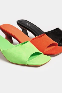 Limited Collection Limited Collection Orange Kitten Heel Mule In Wide E Fit & Extra Wide Eee Fit