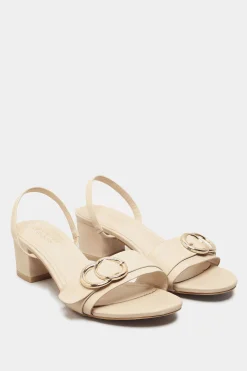 Limited Collection Limited Collection Beige Brown Buckle Slingback Block Heel Sandal In Wide E Fit