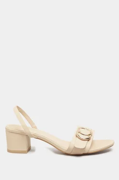Limited Collection Limited Collection Beige Brown Buckle Slingback Block Heel Sandal In Wide E Fit