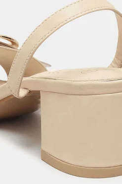 Limited Collection Limited Collection Beige Brown Buckle Slingback Block Heel Sandal In Wide E Fit