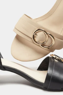 Limited Collection Limited Collection Beige Brown Buckle Slingback Block Heel Sandal In Wide E Fit