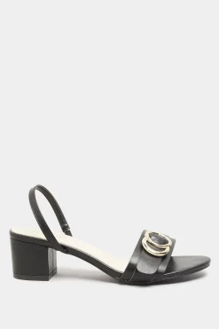 Limited Collection Limited Collection Black Buckle Block Heeled Sandal In Wide E Fit & Extra Wide Eee Fit