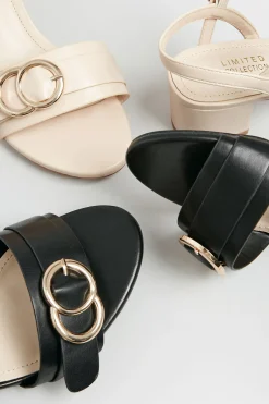 Limited Collection Limited Collection Black Buckle Block Heeled Sandal In Wide E Fit & Extra Wide Eee Fit