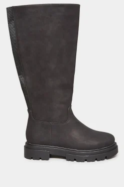 Limited Collection Limited Collection Black Chunky Calf Boots In Wide E Fit & Extra Wide Eee Fit