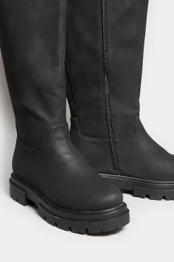 Limited Collection Limited Collection Black Chunky Calf Boots In Wide E Fit & Extra Wide Eee Fit