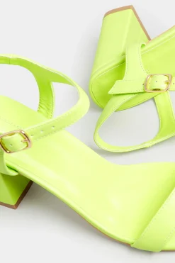 Limited Collection Limited Collection Lime Green Block Heel Sandal In Wide E Fit & Extra Wide Fit