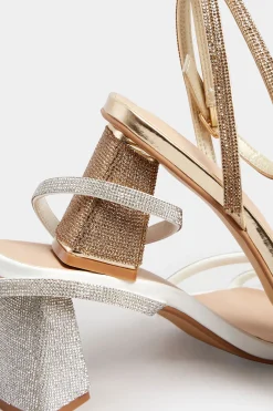 Limited Collection Limited Collection Gold Diamante Strappy Heel Sandals In Wide E Fit & Extra Wide Eee Fit